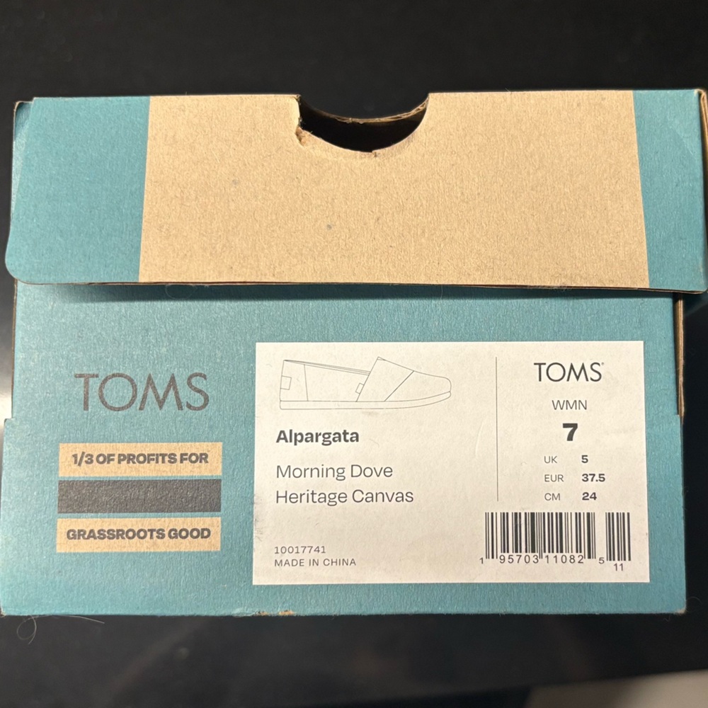 TOMS Light Gray Canvas Slip-Ons